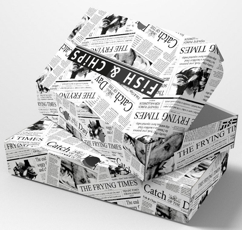 Fish & Chip Box Newsprint 10" (90pcs)